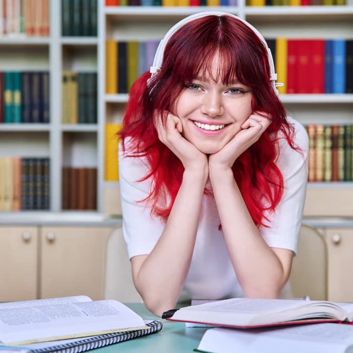 maturzystka uczy się z notatek